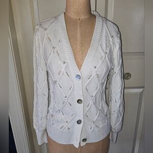 White Pearl Cardigan Sweater